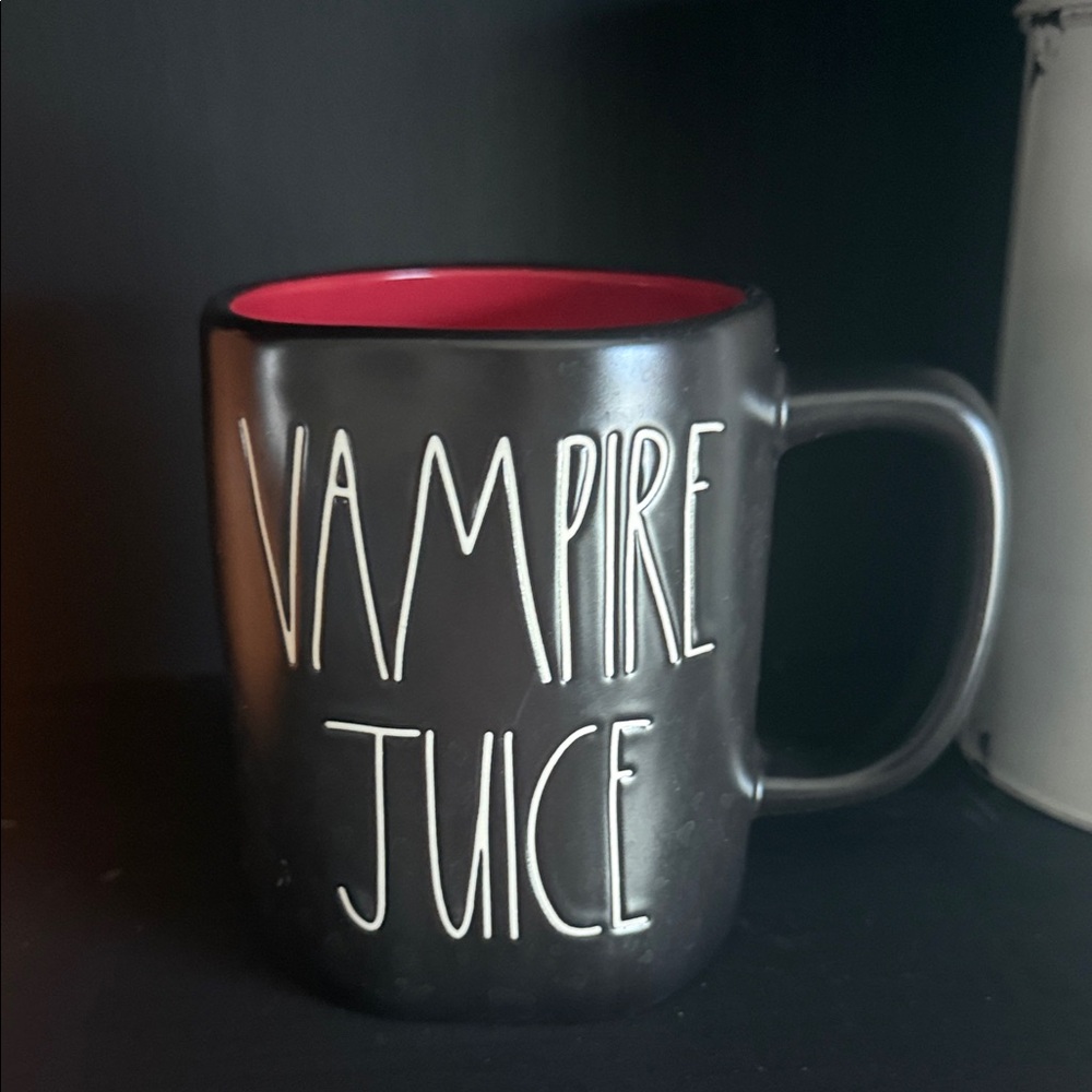 Rae Dunn Black Mug with Red Interior 'Vampire Juice'